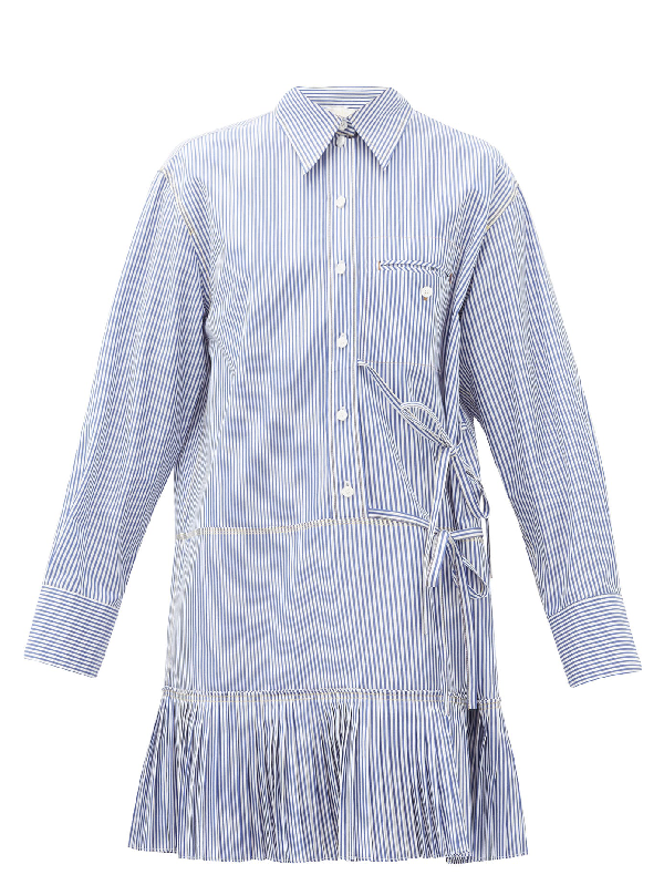 blue and white shirt dress