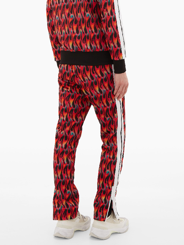 Palm Angels Side-stripe Flame-print Track Pants In Red | ModeSens