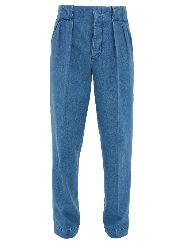 King Tuckfield Grant Pleated Jeans In Blue Modesens