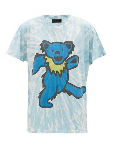 Amiri Blue Tie-dye Grateful Dead Bear T-shirt for Men