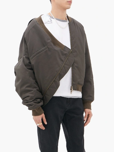 Upside-down Cotton-canvas Bomber Jacket In Dark Green