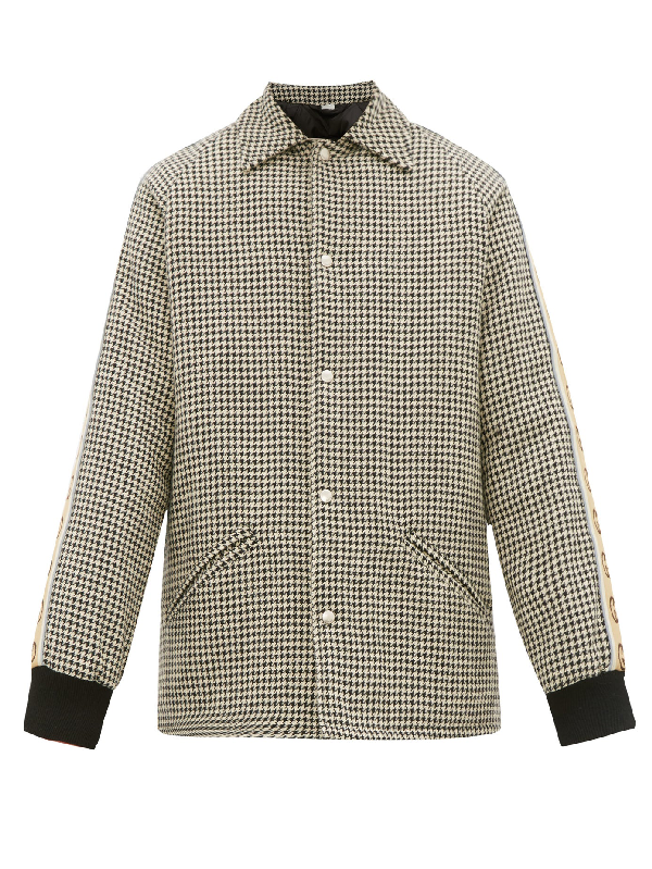 Gucci + New York Yankees Appliquéd Houndstooth Wool-blend Coat in