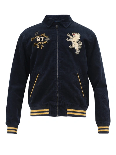 Polo Ralph Lauren Bronx Lions-embroidered Cotton-corduroy Jacket In Navy |  ModeSens