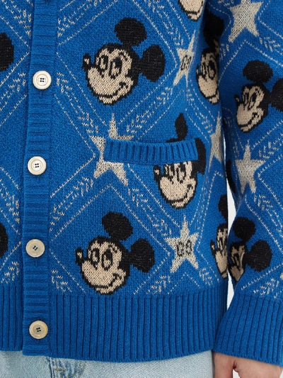 Gucci X Disney Mickey Jacquard Cardigan In Blue | ModeSens