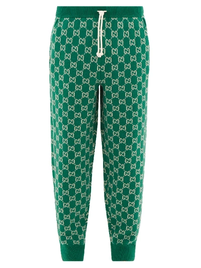 Gucci Gg-jacquard Wool-blend Track Pants In Green | ModeSens