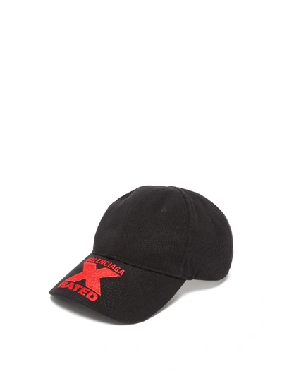 Balenciaga X-rated Logo-embroidered Cotton Baseball Cap In Black | ModeSens
