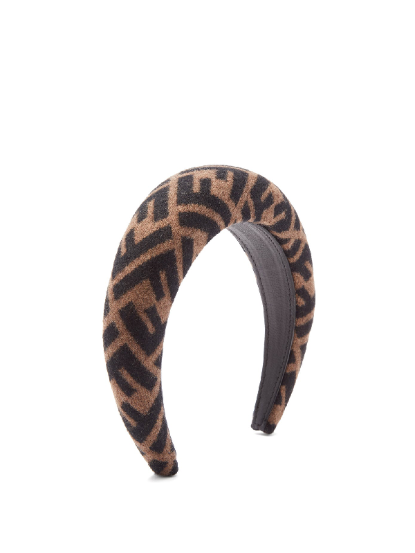 Fendi Printed Wool And Cashmere Headband In Brown | ModeSens