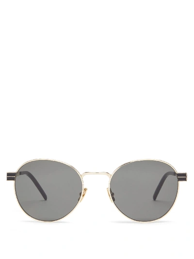 Shop Saint Laurent Monogram Metal Spoiler 61MM Round Sunglasses