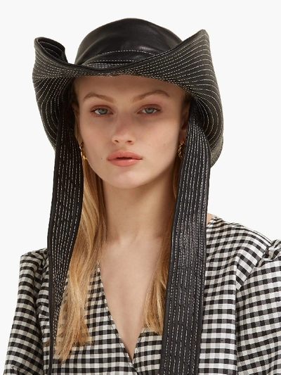 Ganni Port Royale Leather Bucket Hat In Black | ModeSens