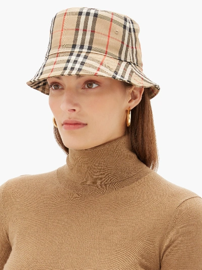 Burberry Beige Vintage Check Bucket Hat | ModeSens