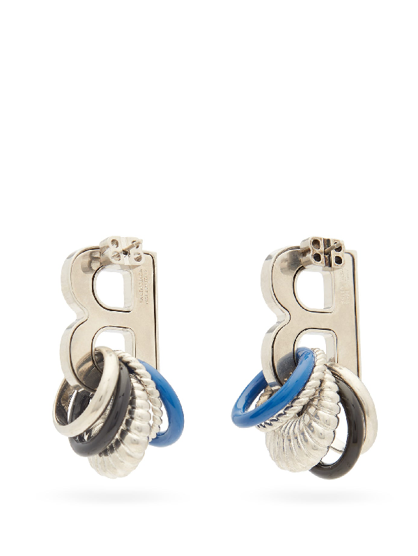 Balenciaga Multirings Xl Blogo Earrings In Silver Multi ModeSens