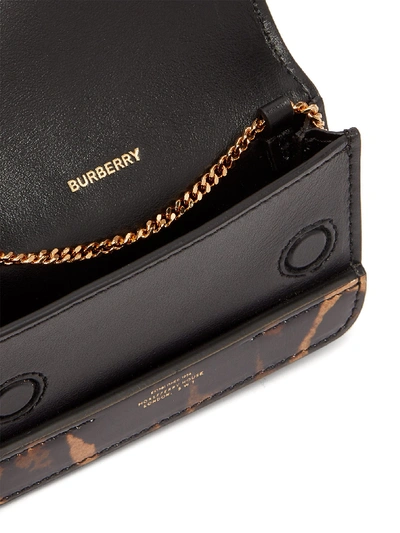 Burberry Leopard Print Leather Chain Card Case In Dark Mustard