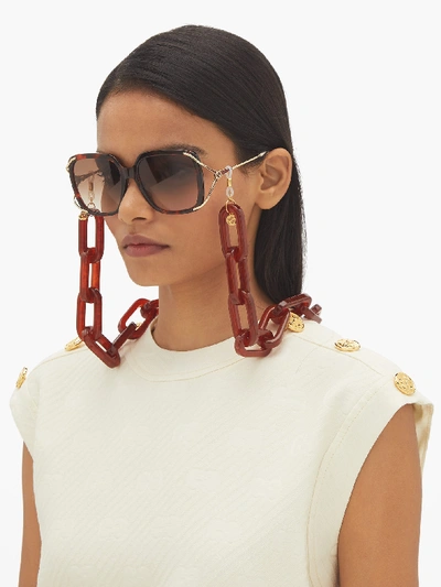 Gucci Glasses Chain W/ Interlocking G Detail In Orange Multi | ModeSens