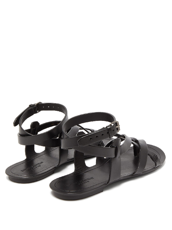 Saint Laurent Culver Leather Sandals In 1000 Nero | ModeSens