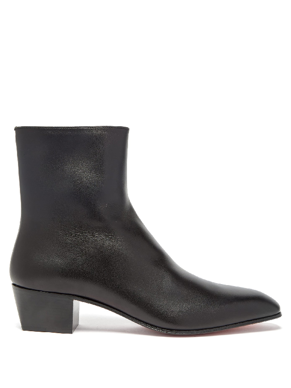 christian louboutin black leather booties