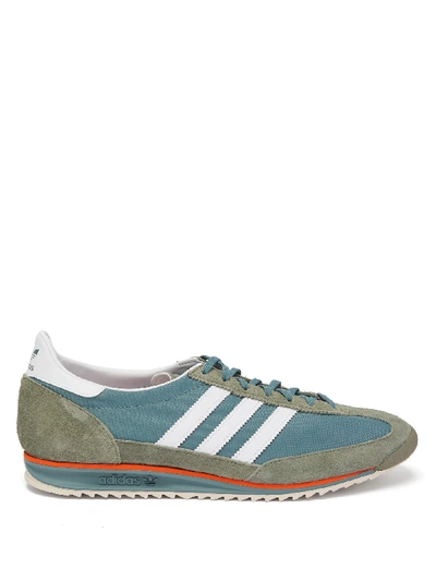 Adidas Originals Sl 72 Faux Leather, Faux Suede And Shell Sneakers In Green  | ModeSens