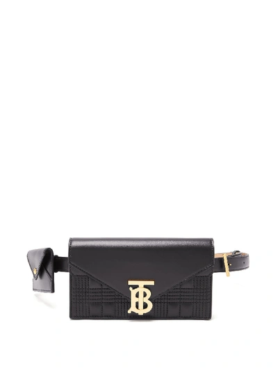 Burberry Tb Quilted Leather Envelope Belt Bag In Black