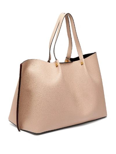 Valentino Pink Pebbled Leather Vlogo Escape Medium Tote Bag