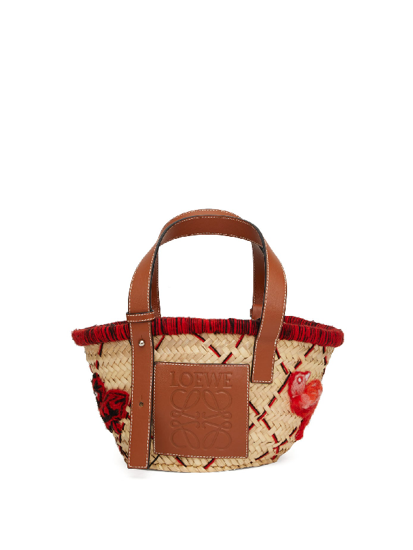 Loewe Basket Animals Small Straw Tote Bag In Red | ModeSens