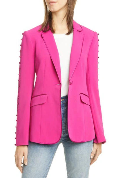 Shop Cinq À Sept Vivi Button Sleeve Blazer In Pink Ruby