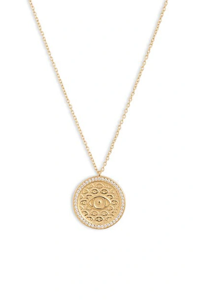 Shop Argento Vivo Evil Eye Medallion Necklace In Gold