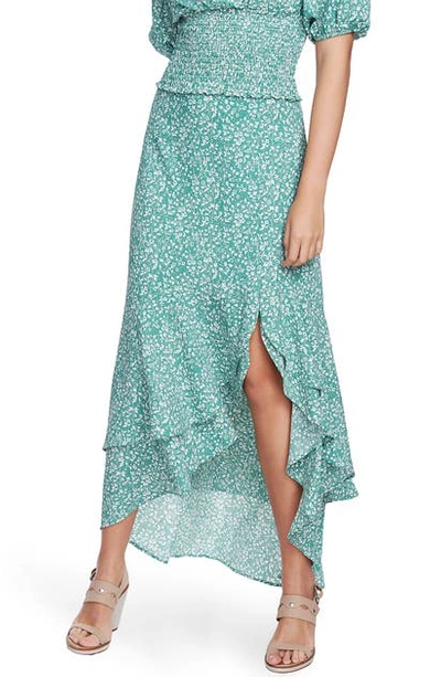 Shop 1.state Floral Print High/low Skirt In Fresh Grass