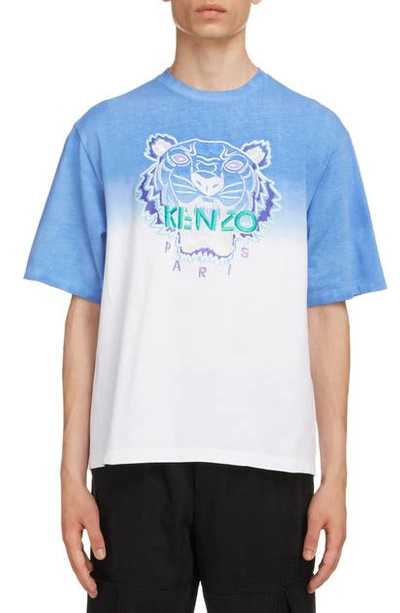 Shop Kenzo Dip Dye Tiger Embroidered Graphic Tee In Lavender