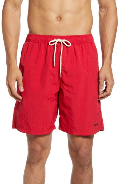 Shop Barbour Essential Swim Trunks In Red