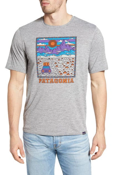 Shop Patagonia Capilene Cool Daily Graphic T-shirt In Summit Road/ Feather Grey