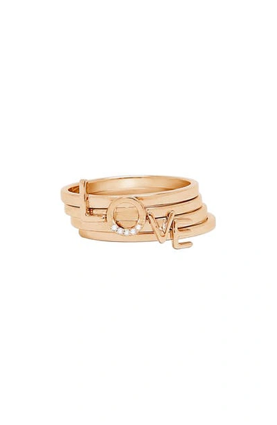 Shop Adornia Love Set Of 4 Stacking Rings In Rose Gold