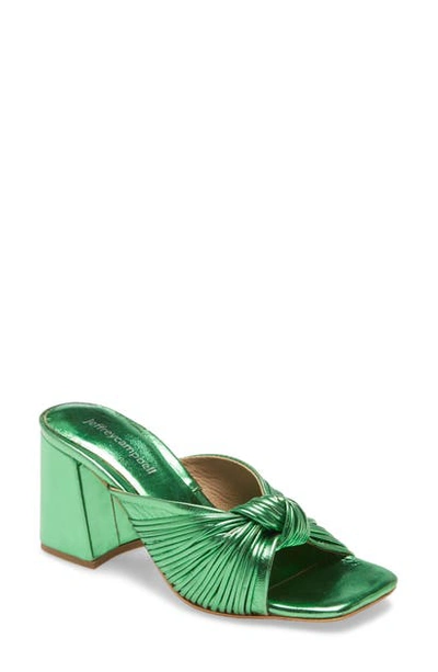 Shop Jeffrey Campbell Melonger Block Heel Slide Sandal In Green Metallic