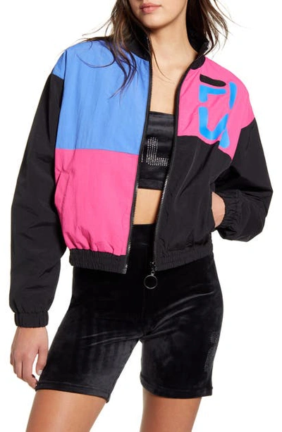 Shop Fila Rumi Colorblock Nylon Windbreaker In Black/ Magenta