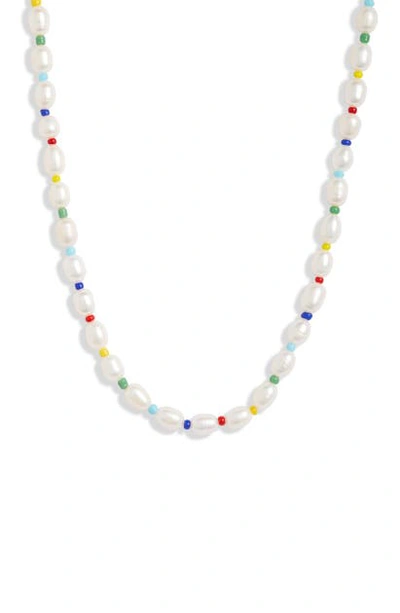 Shop Argento Vivo Rainbow Pearl Necklace In Gold