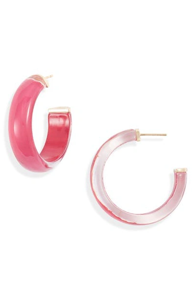 Shop Argento Vivo Lucite Hoop Earrings In Gold/ Pink