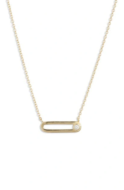 Shop Argento Vivo Cubic Zirconia Paperclip Pendant Necklace In Gold