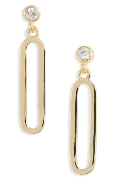 Shop Argento Vivo Cubic Zirconia Paperclip Drop Earrings In Gold