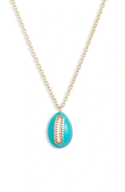 Shop Argento Vivo Enamel Shell Pendant Necklace In Gold/ Turquoise