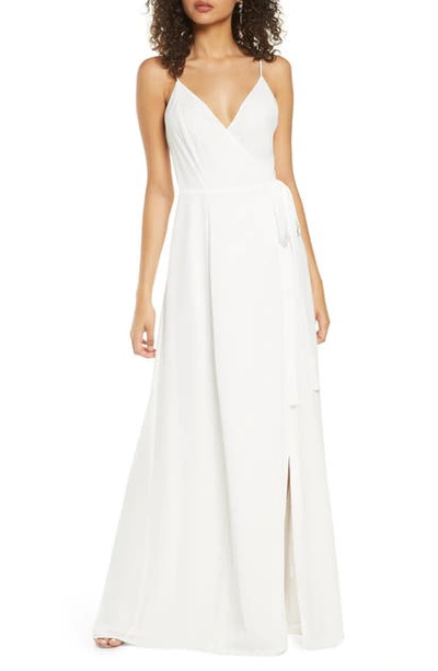 Shop Wayf The Angelina Slit Wrap Gown In Ivory
