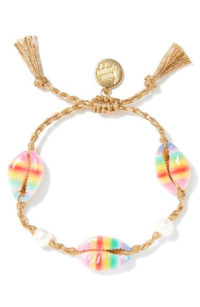 Shop Venessa Arizaga Moonlight Beach Beaded Bracelet In Gold