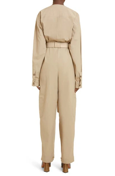 Shop Givenchy Belted Jumpsuit In Dune