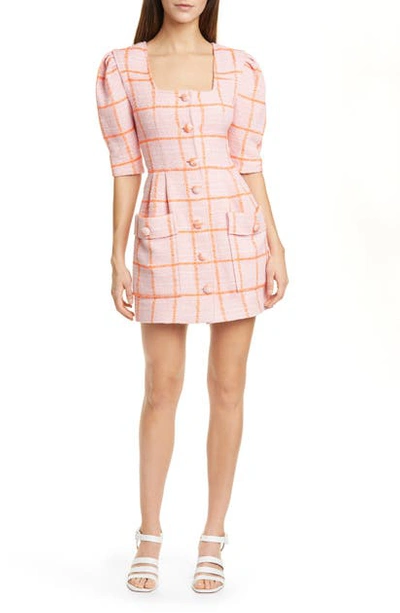 Shop Smythe Boucle Minidress In Pink Tangerine Grid