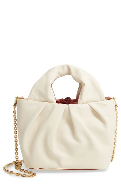 Shop Staud Lera Snake Embossed Leather Top Handle Bag In Cream