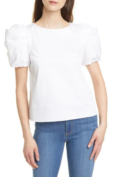 Shop Alice And Olivia Bernice Puff Sleeve Top In White