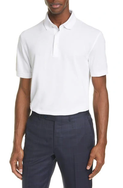 Shop Ermenegildo Zegna Cotton Pique Polo Shirt In White