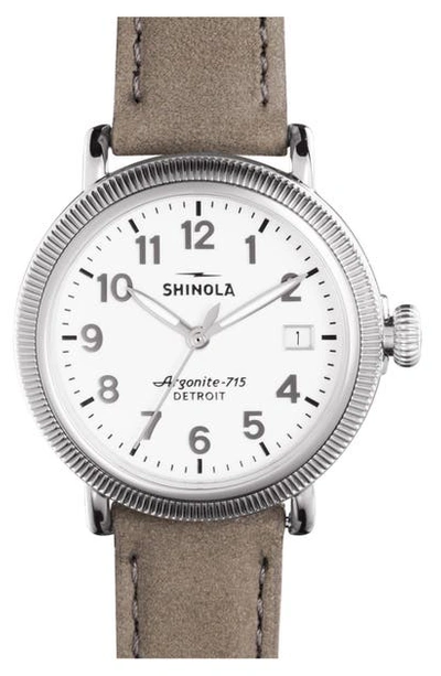 Shop Shinola 'the Runwell' Leather Strap Watch, 47mm In Heather Grey/ Blue