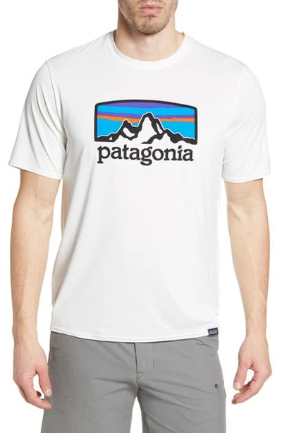 Shop Patagonia Capilene Cool Daily Graphic T-shirt In Fitzroy Horizons/ White