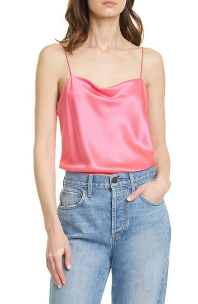 Shop Alice And Olivia Harmon Drapey Satin Camisole In Wild Pink