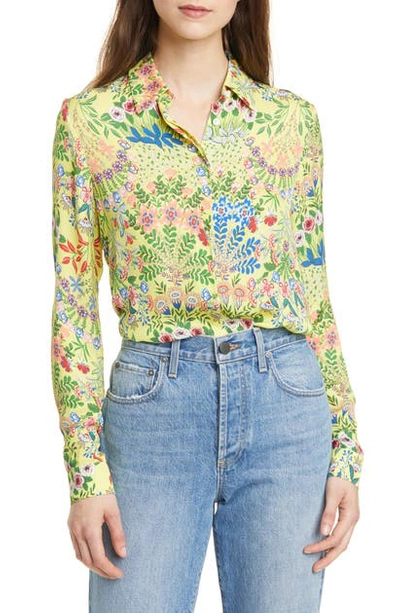 Shop Alice And Olivia Willa Floral Print Blouse In Wildflower Daffodil