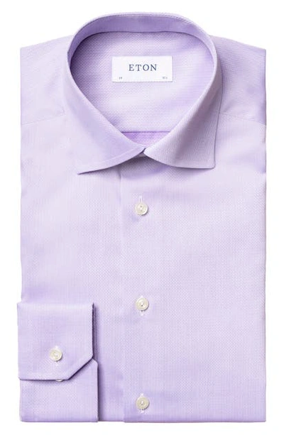 Shop Eton Slim Fit Textured Solid Dress Shirt In Purple