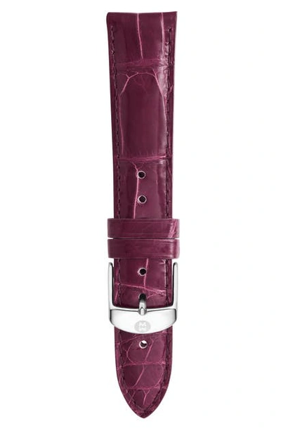 Shop Michele 18mm Alligator Watch Strap In Plum